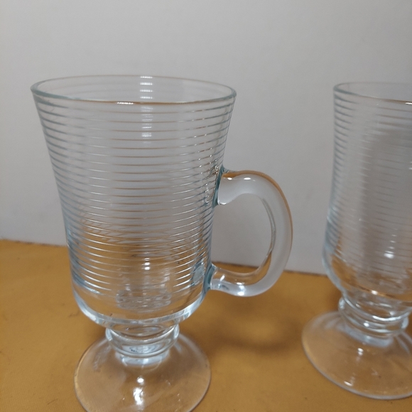 Irish coffee Ribbed Texture Glass Mugs Made In Portugal Set Of 4 , 7oz - Picture 6 of 9